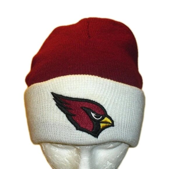 Arizona Cardinals Mens Adult Cuffed Beanie Winter Hat Cap Maroon White New Nfl - Picture 1 of 2